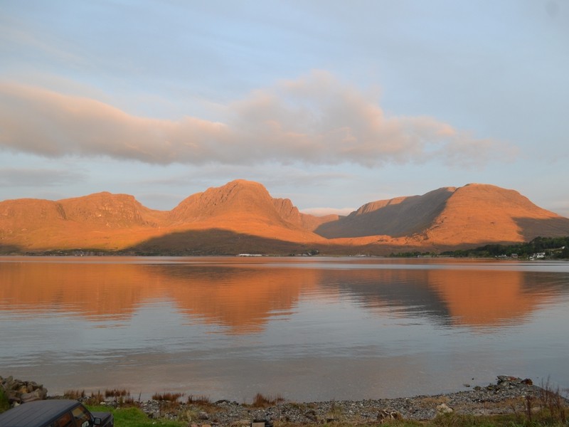 chalet view over loch kishorn and the applecross hills